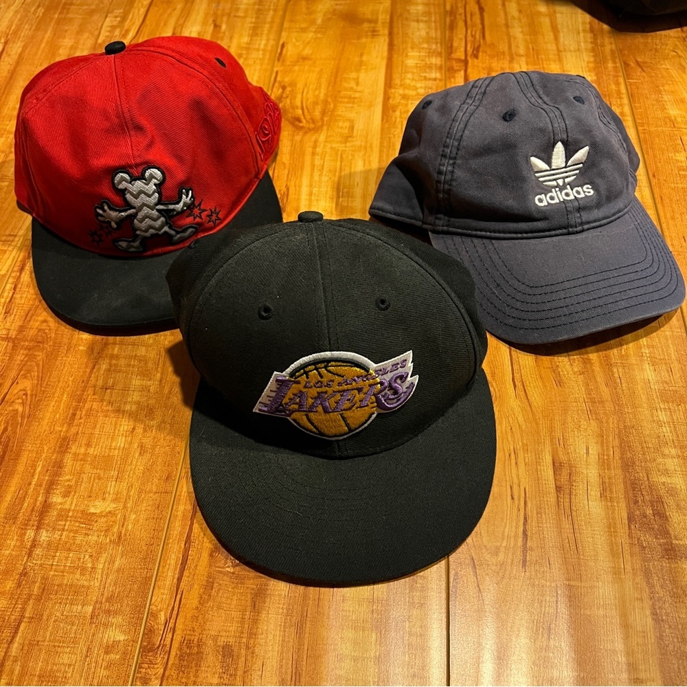 3 hats- Los Angeles Lakers/Adidas/Disney Mickey